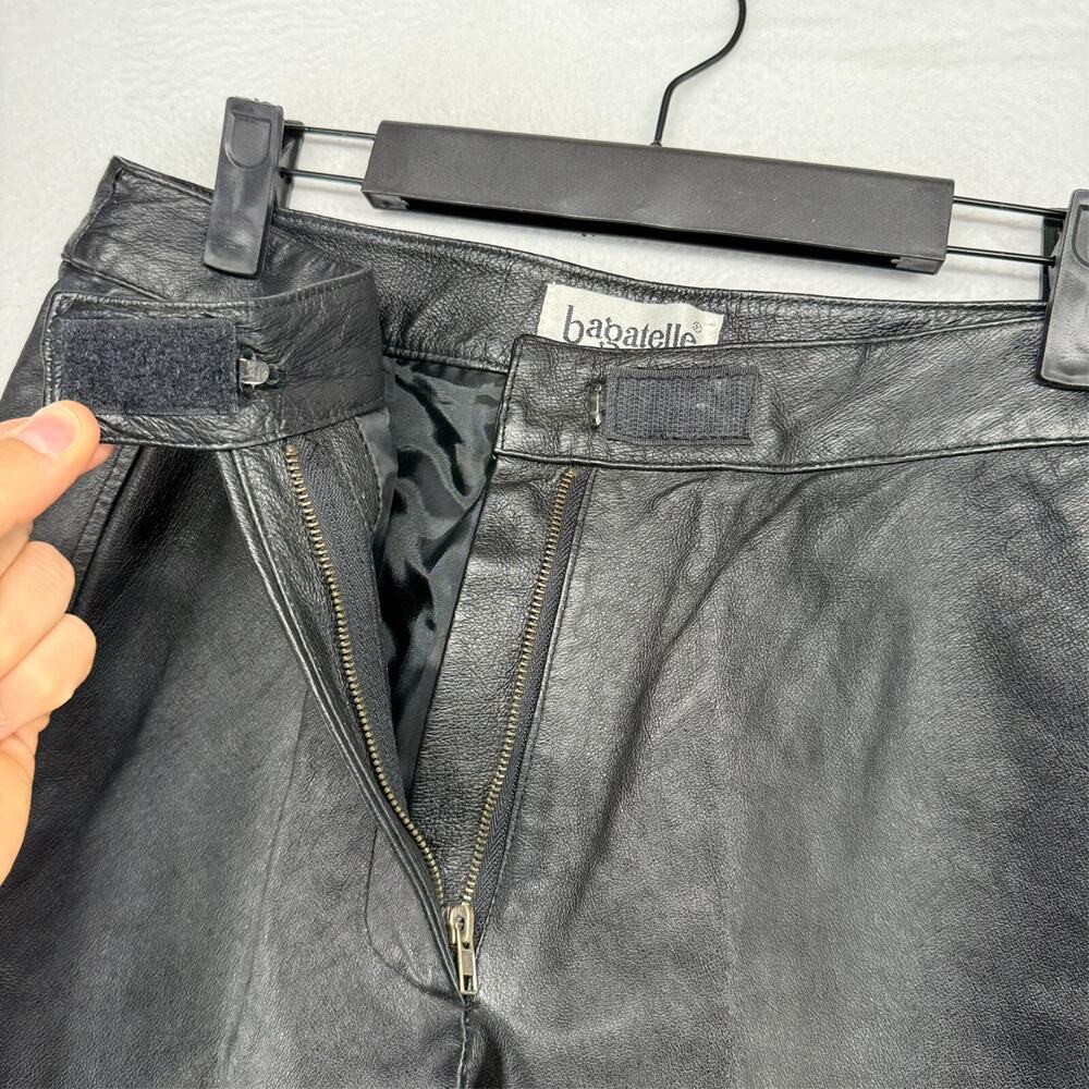 Vintage Bagatelle Leather Pants Women's 10 Black Hook Loop Hip Hop 90s (28x30) - Picture 6 of 9